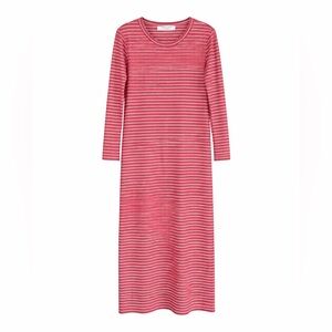 Sonnet James Reese Red White‎ Stripe Long Sleeve Midi Dress Small Tall